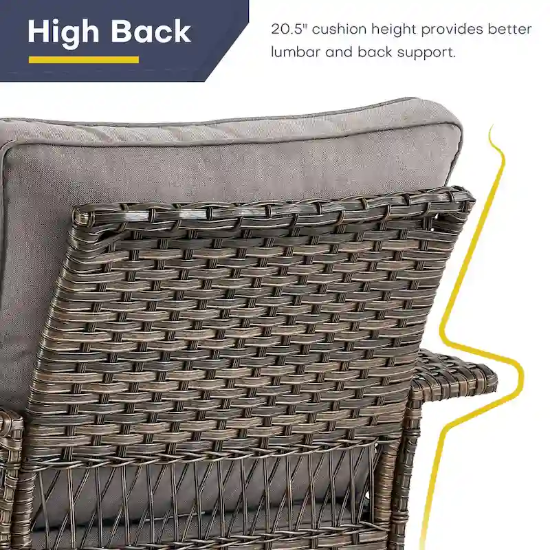 Gymojoy Patio Wicker Rattan Club Chairs - Brown