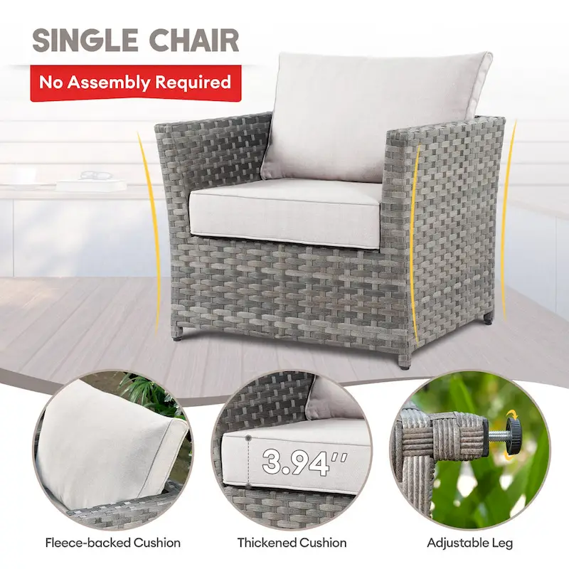 XIZZI 6-piece Patio Wicker Furniture Set with Coffee Table