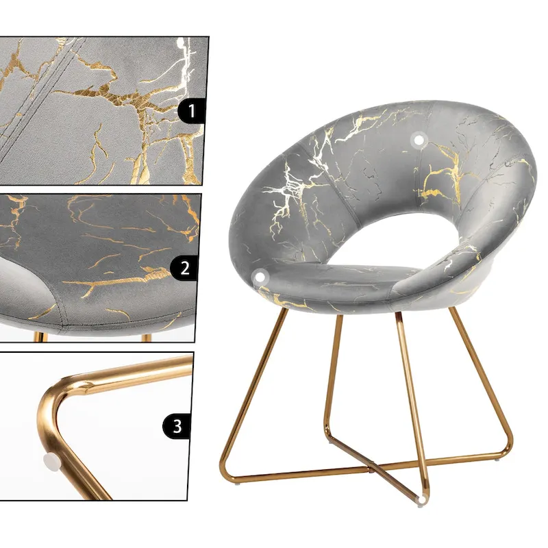 Modern Bronzing Velvet Upholstered Accent Chair Vanity Leisure Chair