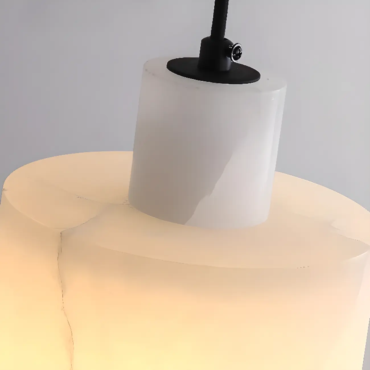 Black Stone Cylinder Hanging Pendant Light Fixture