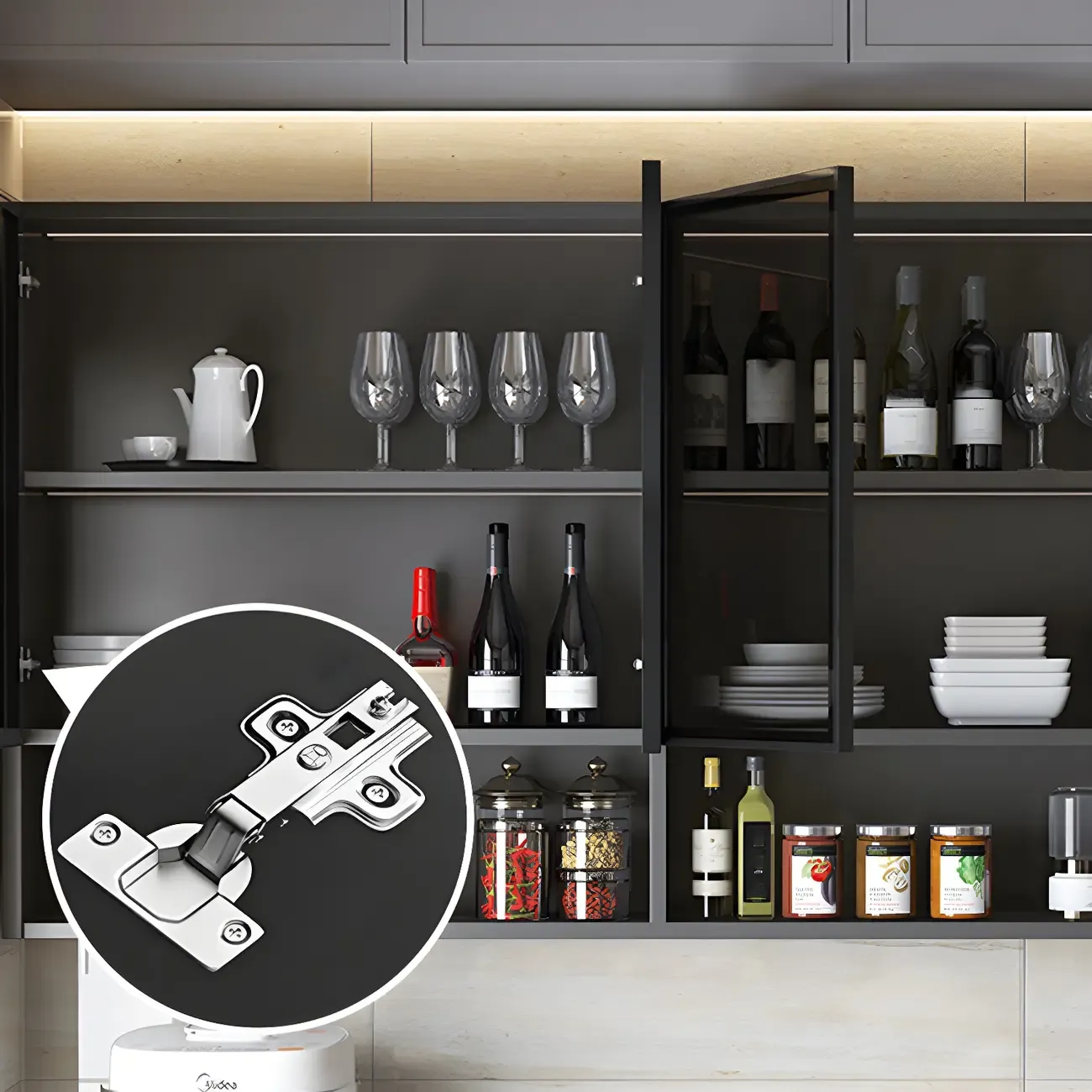 Kitchen Grey Wooden Wall-Mounted China Cabinet