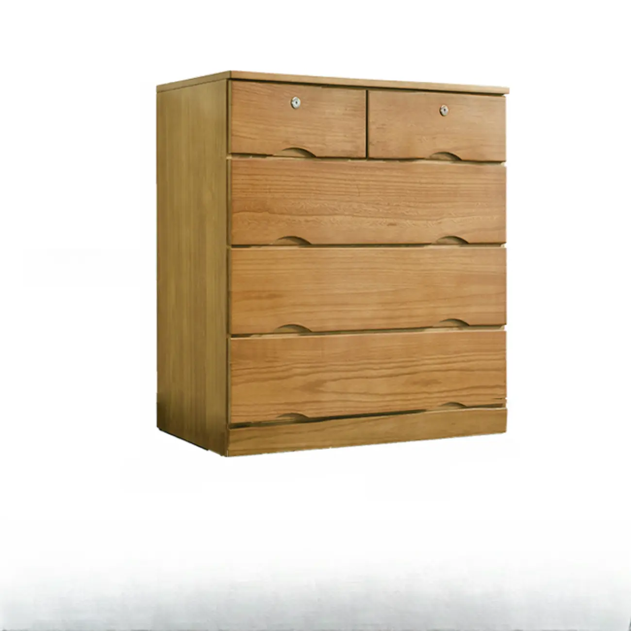Natural Wood Double Dresser with Lockable Drawer