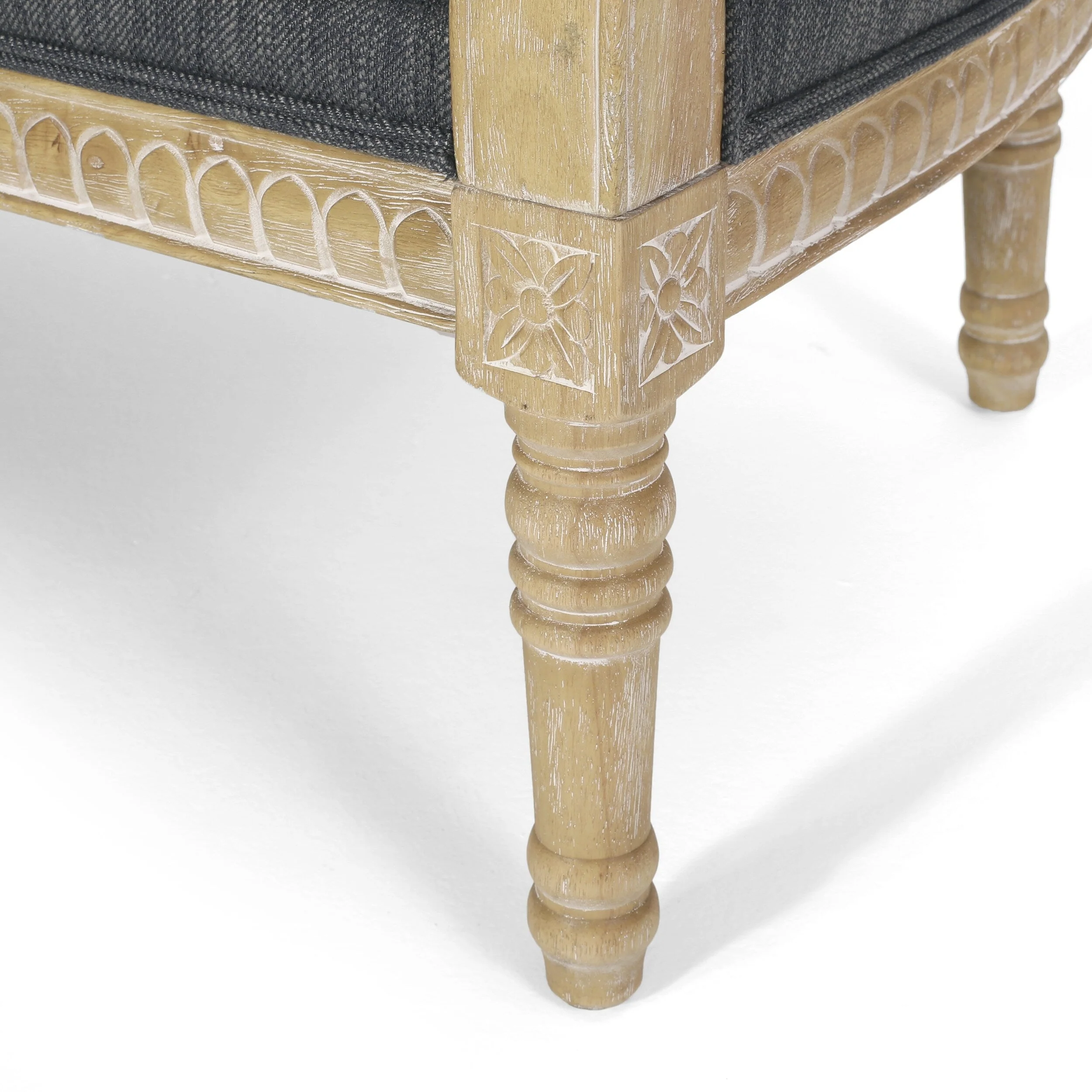 Charcoal Wood Loveseat Sofa with Rubber Wood Frame