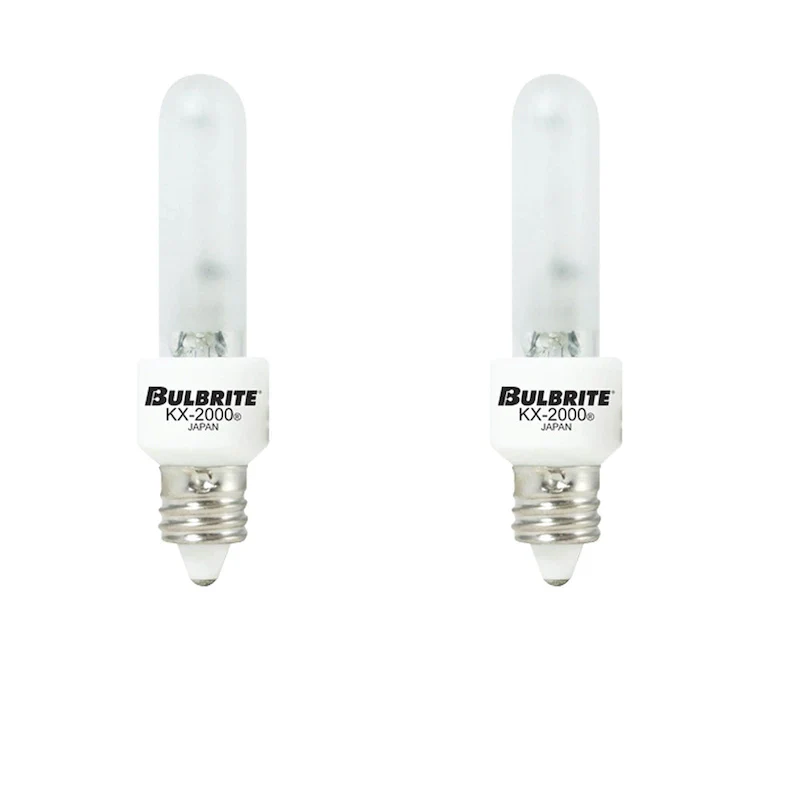 Bulbrite KX2000 Pack of (2) 60 Watt Dimmable Frost T3 Xenon Light Bulbs with Mini-Candelabra (E11) Base, 2700K Warm White Light