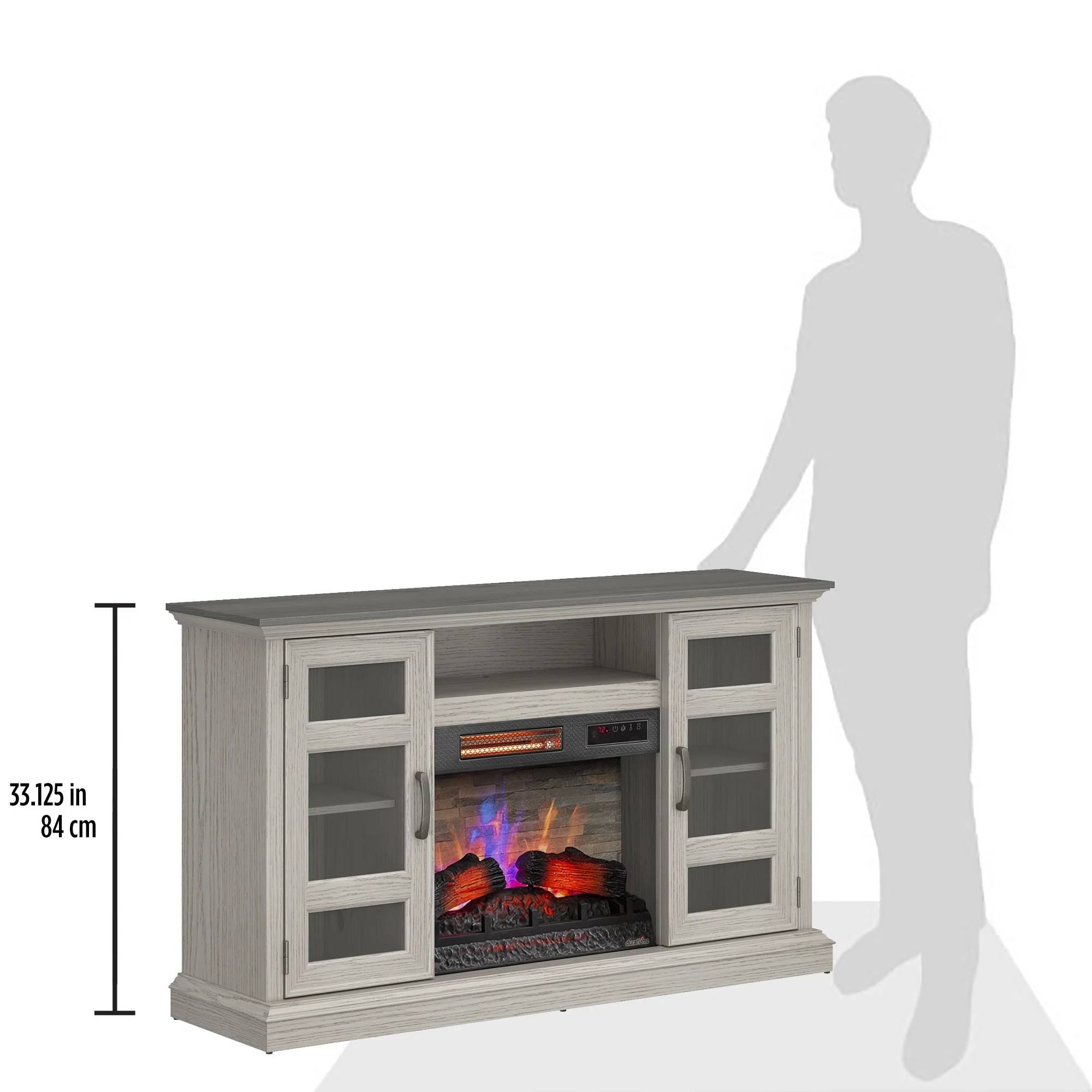 duraflame? Two Tone Wood Oak Electric Fireplace TV Stand with 3D Flames