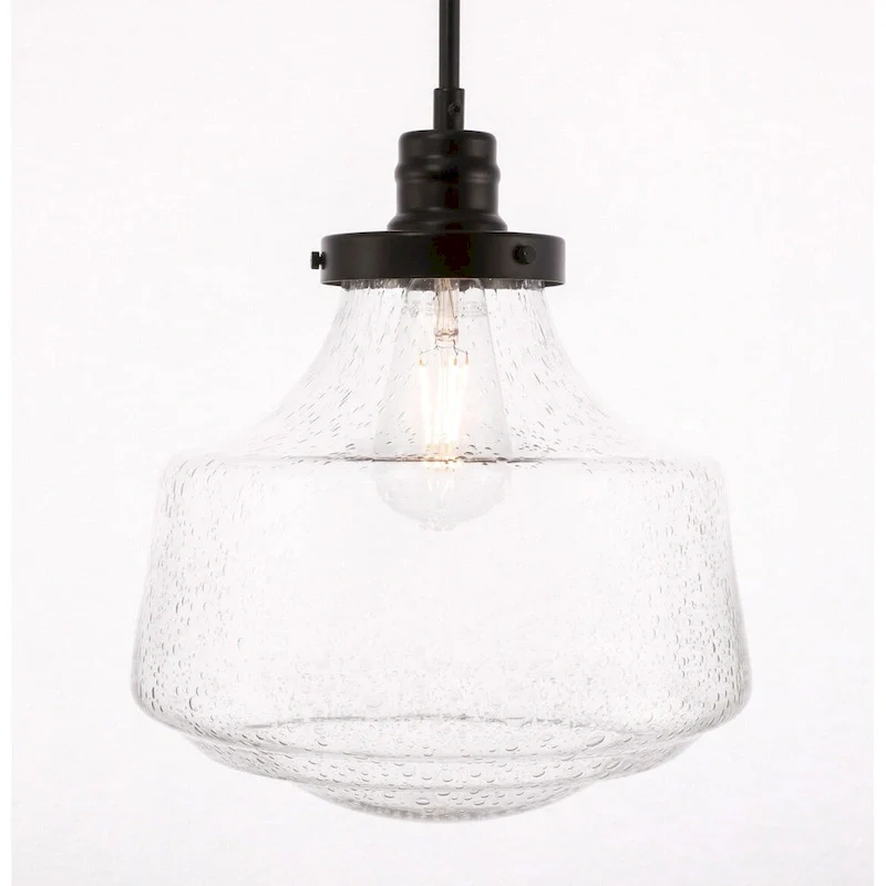 Klyli 11-inch 1-light Clear Seeded Glass Hanging Pendant
