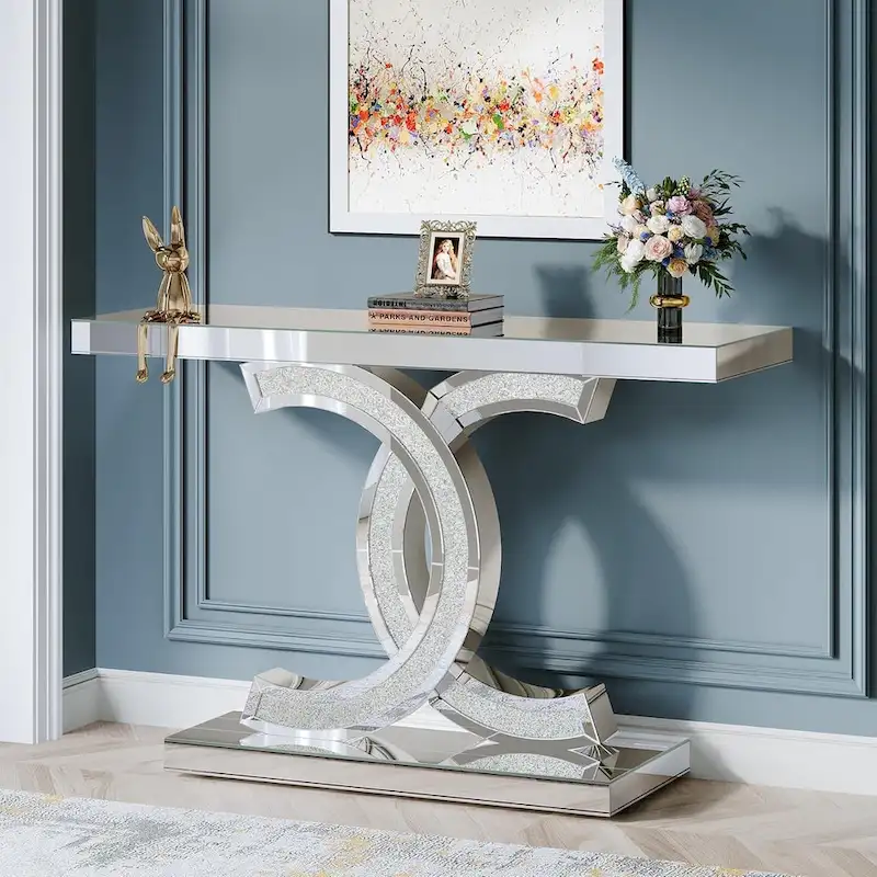 Console Table, Entryway Table with Geometric Legs, Sofa Table - 11.81  D x 39.37  W x 31.49  H