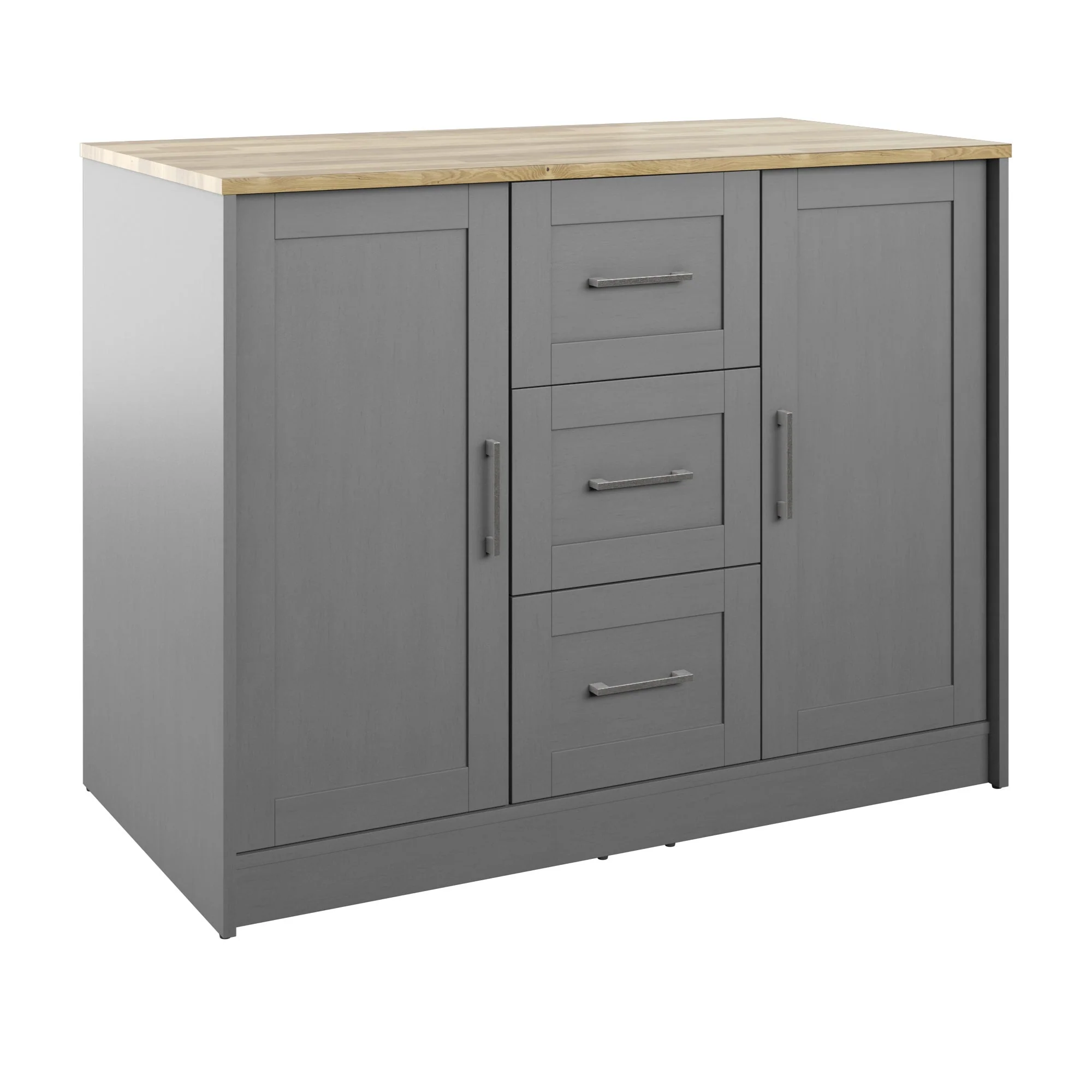 Classic Modern Kitchen Island with Butcher Block Top