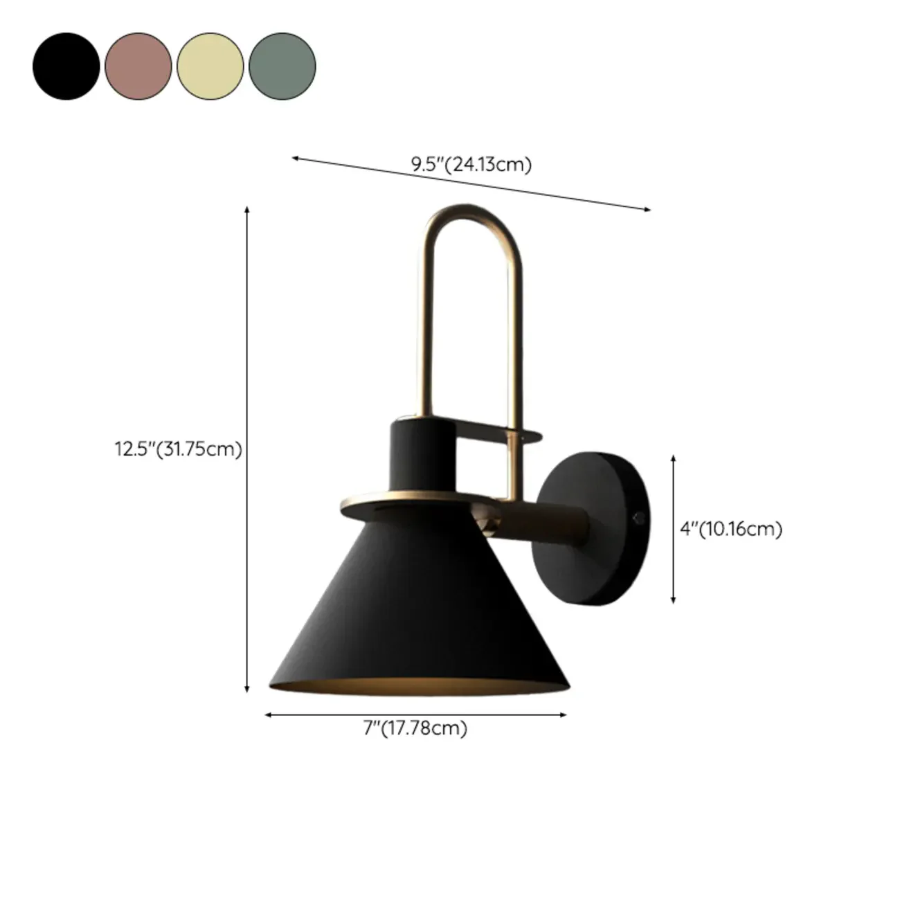 Cone Bathroom Vanity Light with Green Iron Shade