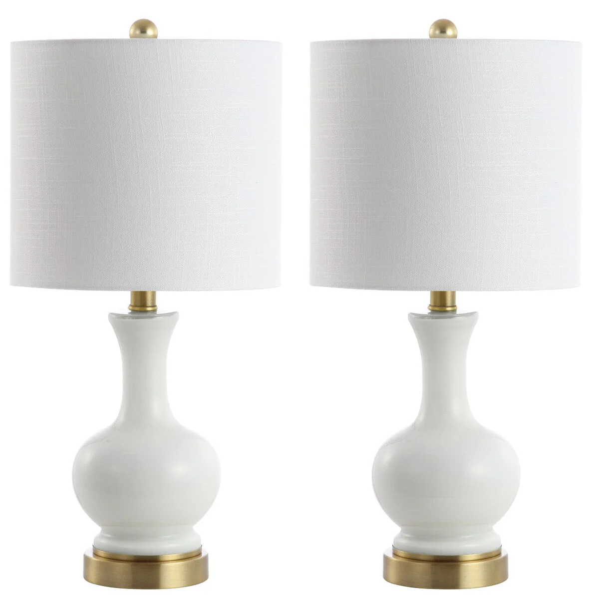 Vermont 22 Glass/Metal LED Table Lamp, White (Set of 2) by JONATHAN Y