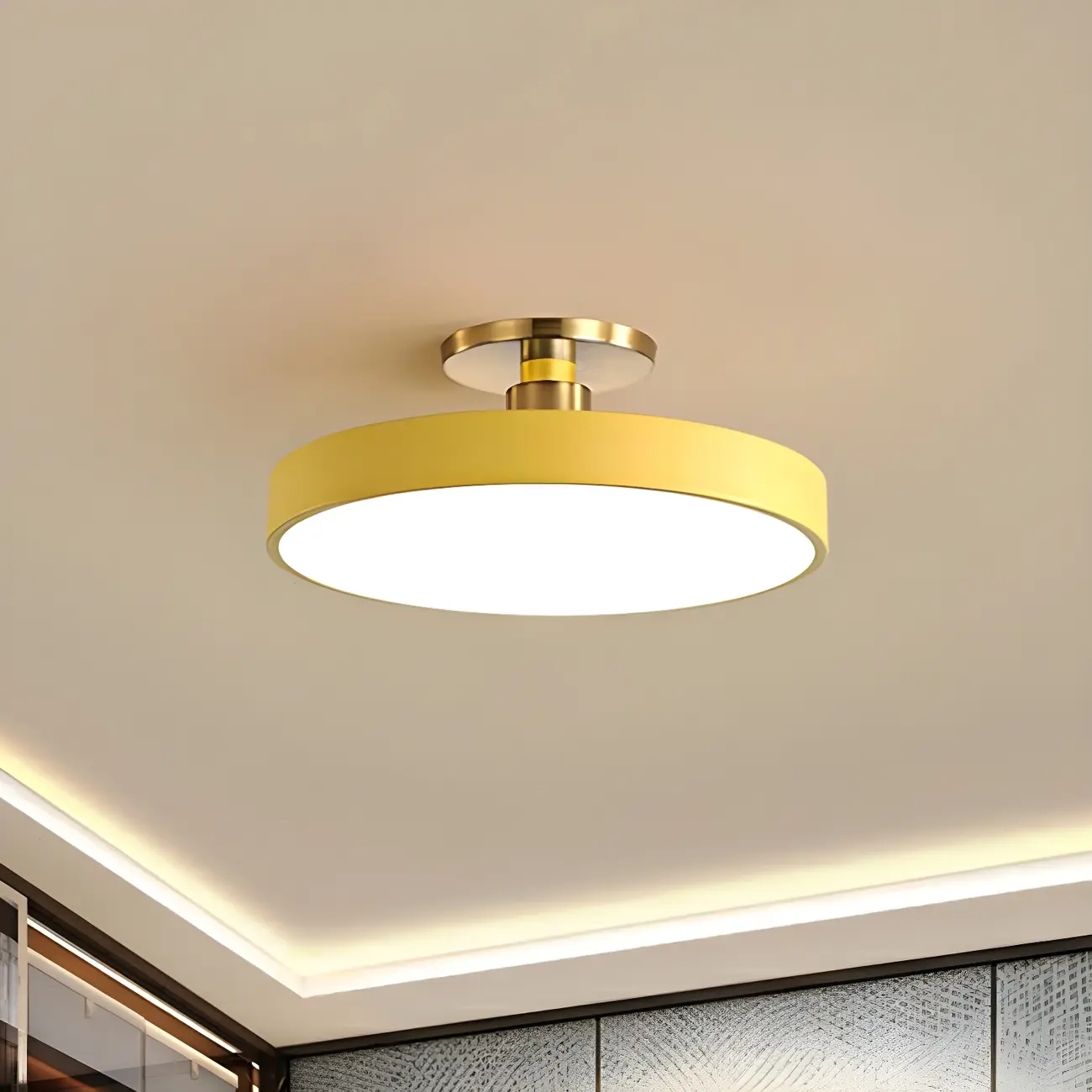 Blue Round LED Semi Flush Mount Ceiling Light