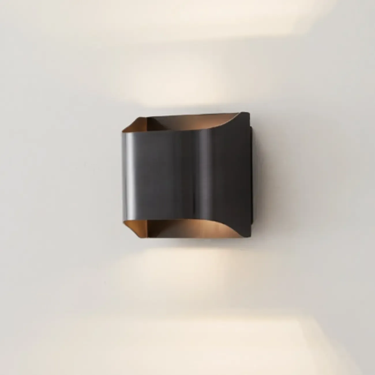 2-Light Copper LED Wall Lamp in Gold/Black Finish