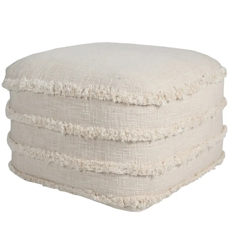 Sevita Solid Textured Stripe Pouf Ottoman