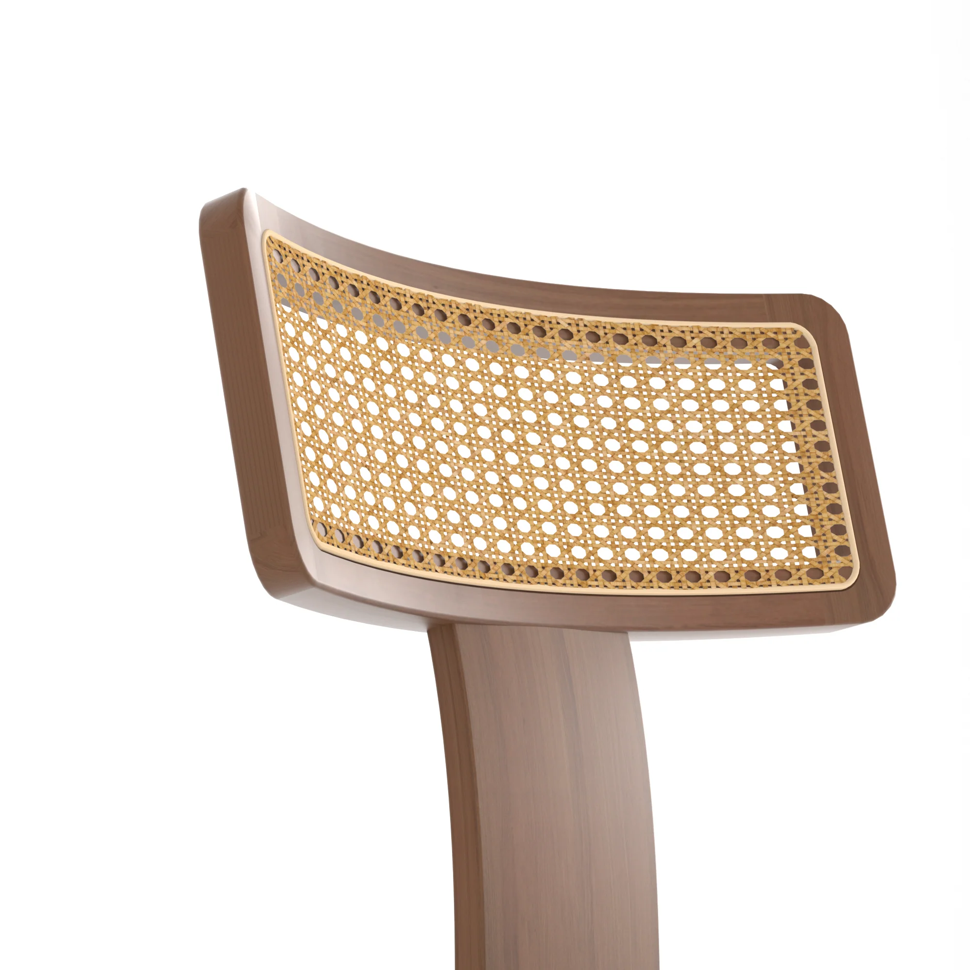 Wood and Rattan Mid Century Modern Dining Chairs Set of 2