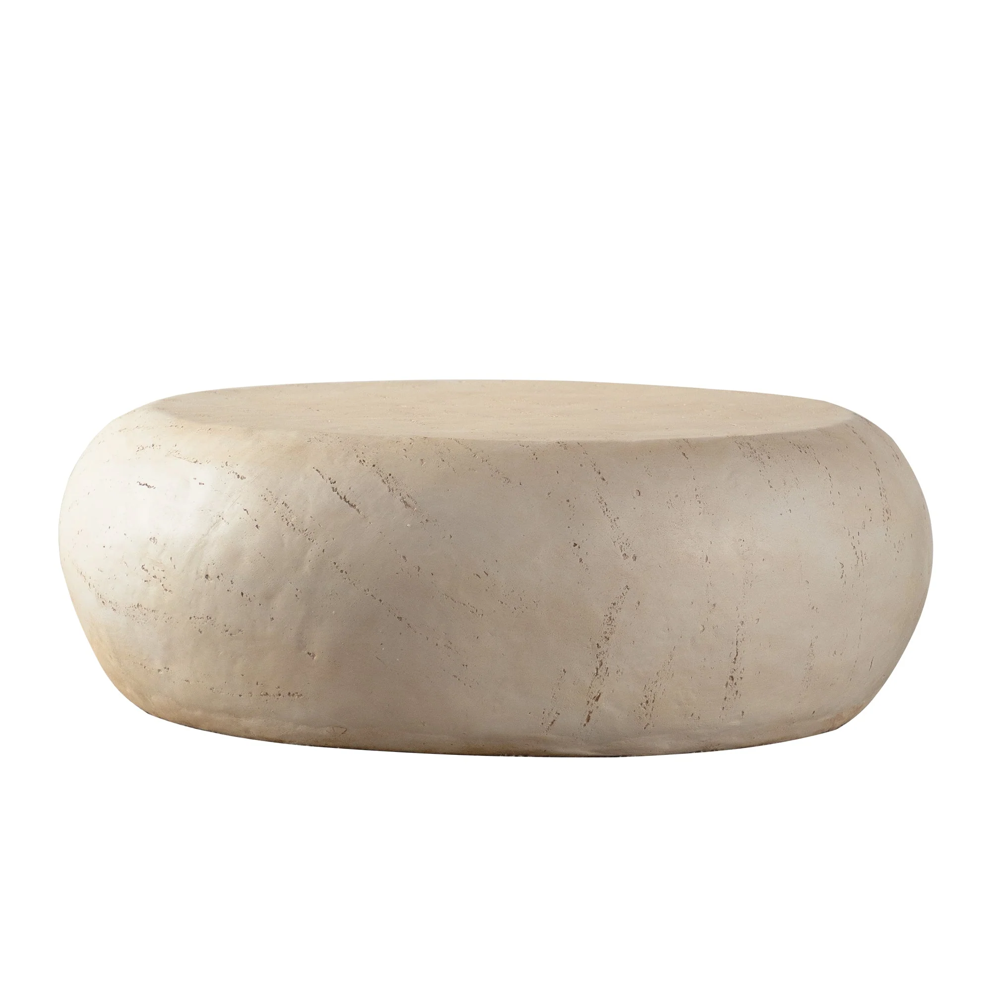 Mid-Century Faux Stone Round Coffee Table