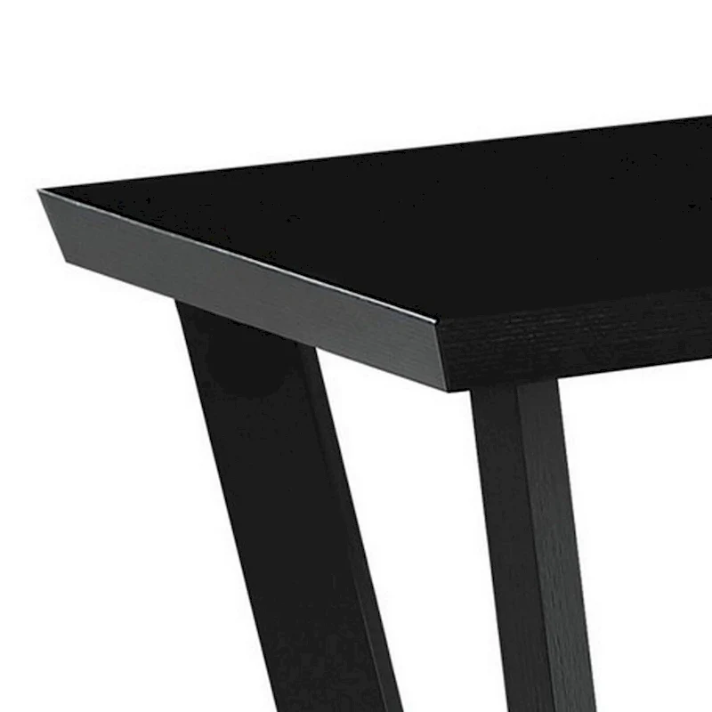 3 Piece Coffee Table Set, Angled Tapered Design, Black Rectangular Top