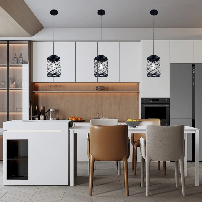 CurveCurio 7  Wave Design Matte Black Modern Industrial Pendant Light Single Light-E26 Base - 7  * 7  * 14