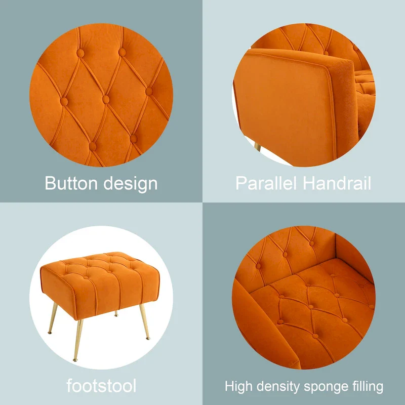 Upholstered Wingback Chair with Ottoman