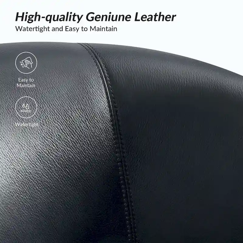 Althea Modern Genuine Leather Swivel Barrel Chair with Solid Wood Base By HULALA HOME