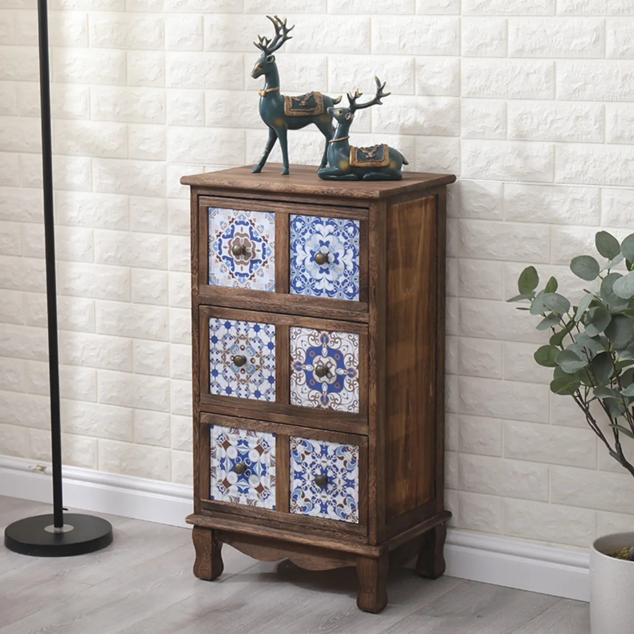 Mid-Century Vintage Cabinet with Drawers-Unique Pattern