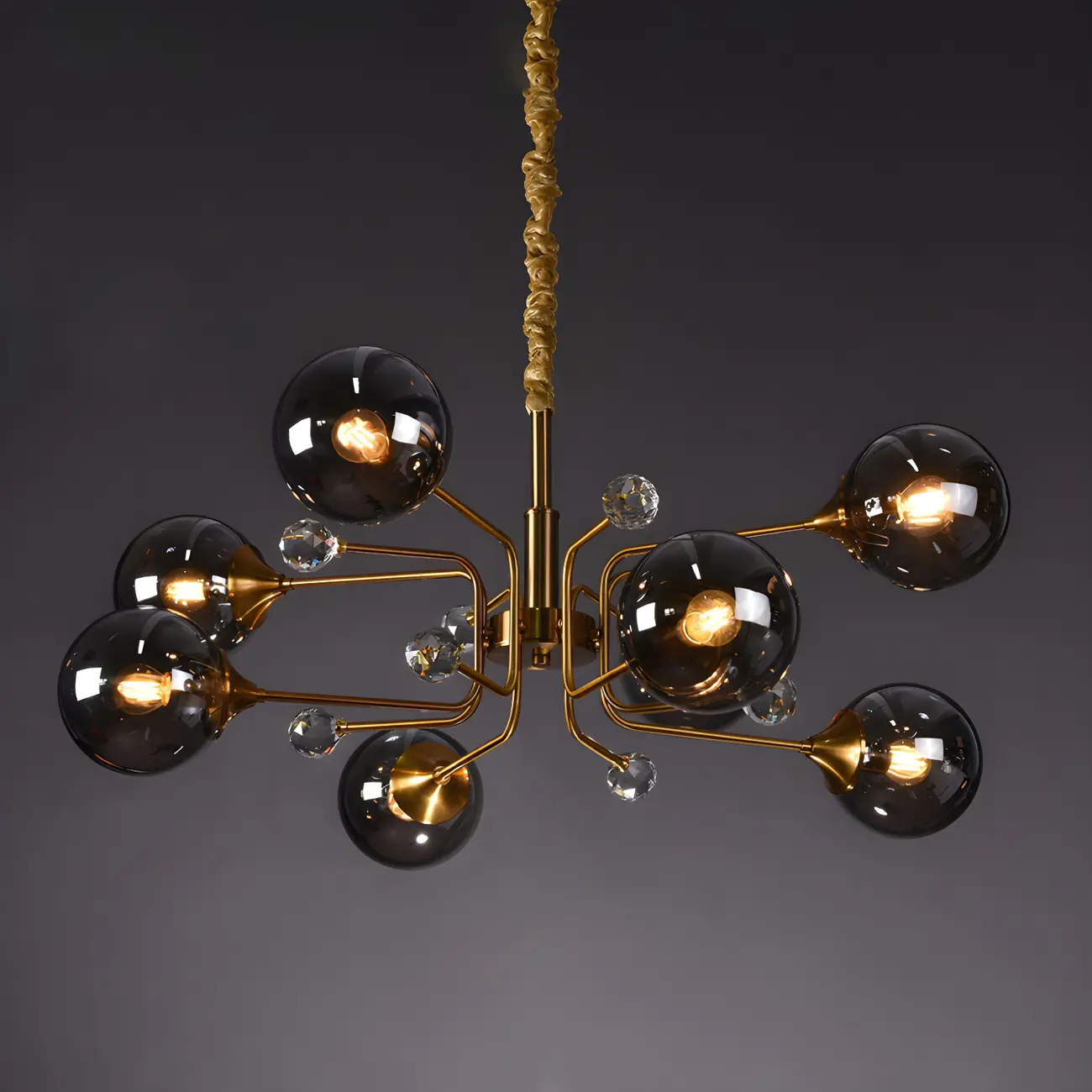 8-Light Mid-Century Modern Glass Globe Chandelier