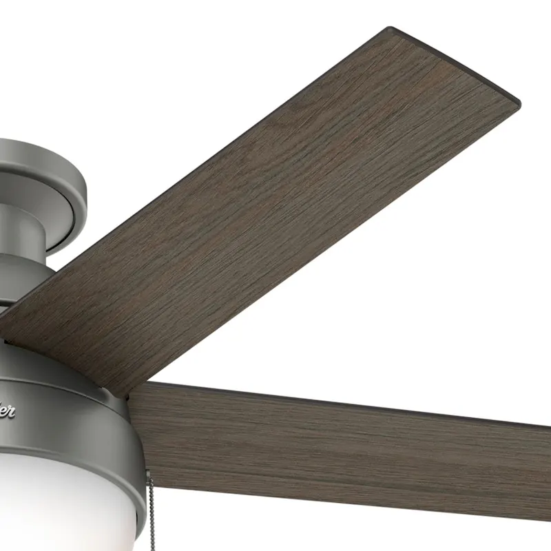 Hunter 46  Anslee Low Profile Ceiling Fan with LED Light Kit and Pull Chain - Silver