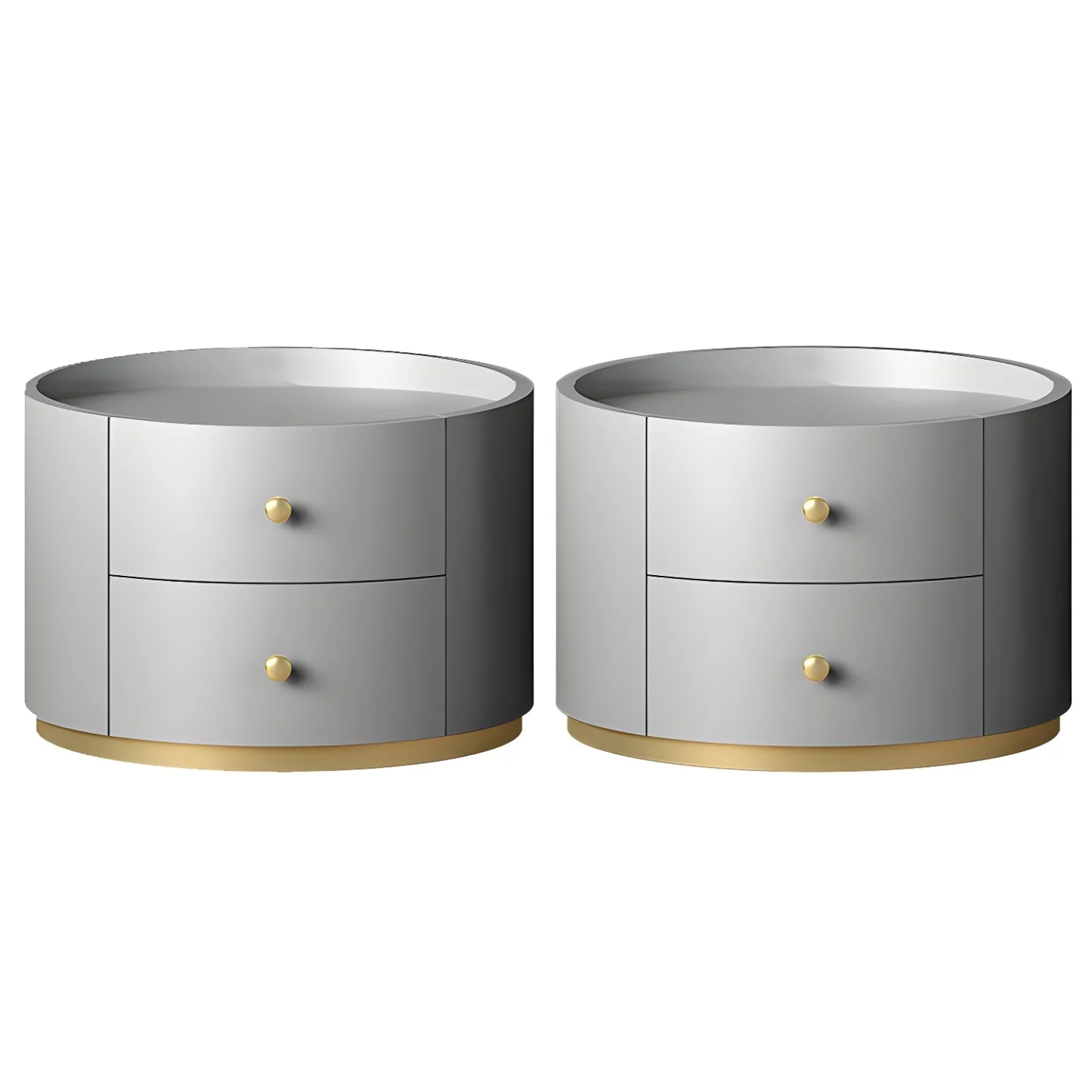 Glam Manufactured Wood Round 2-Drawer Nightstand