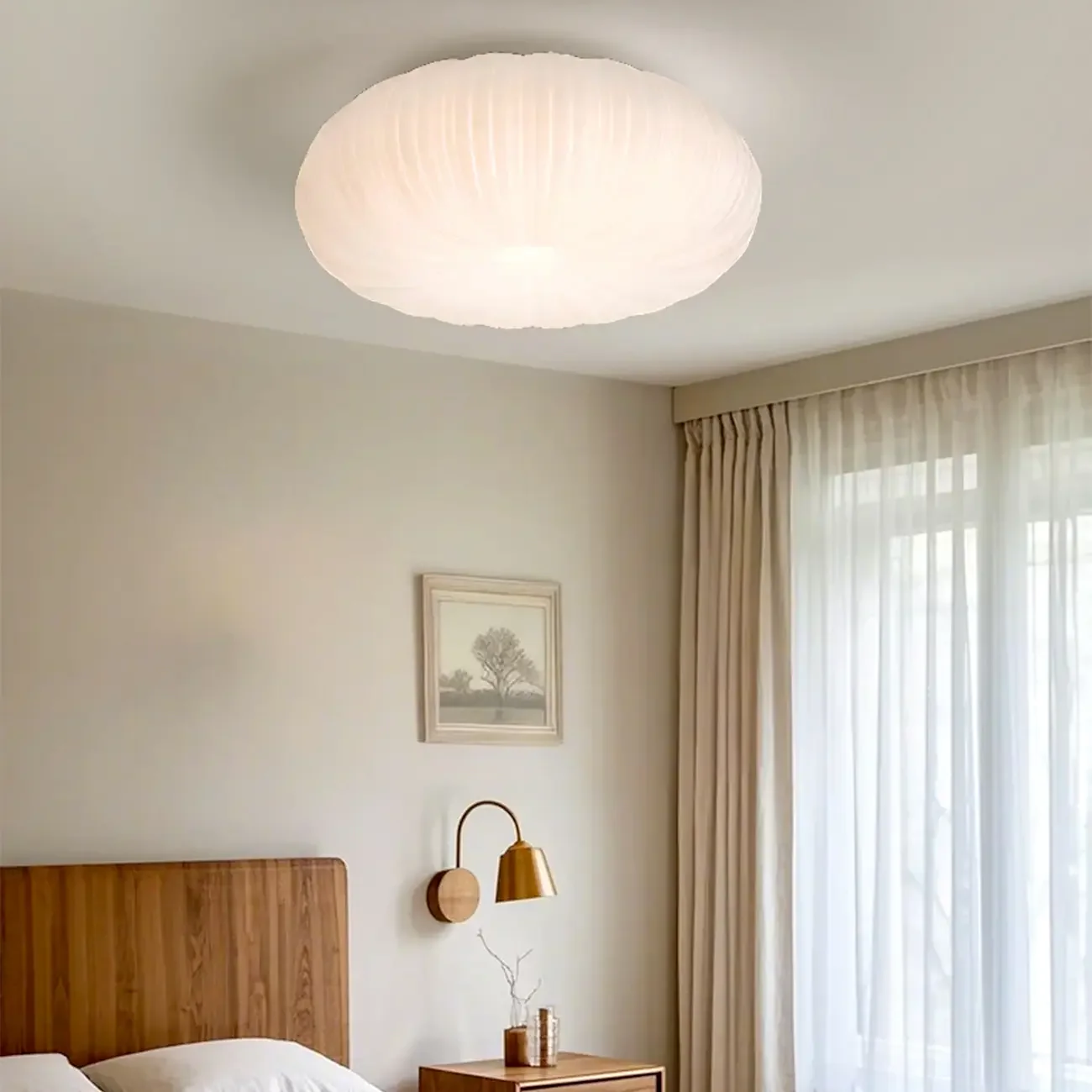 Modern Circle-shaped Flush Ceiling Light With Resin Shade
