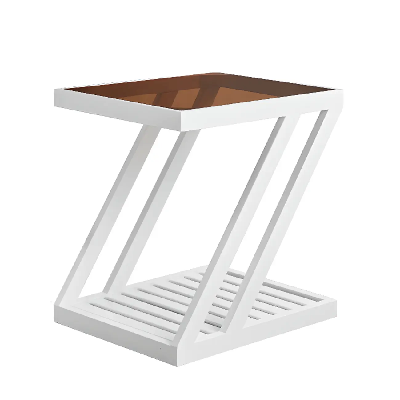 2-Tier Small Wood Side Table with Glass Top for Living Room