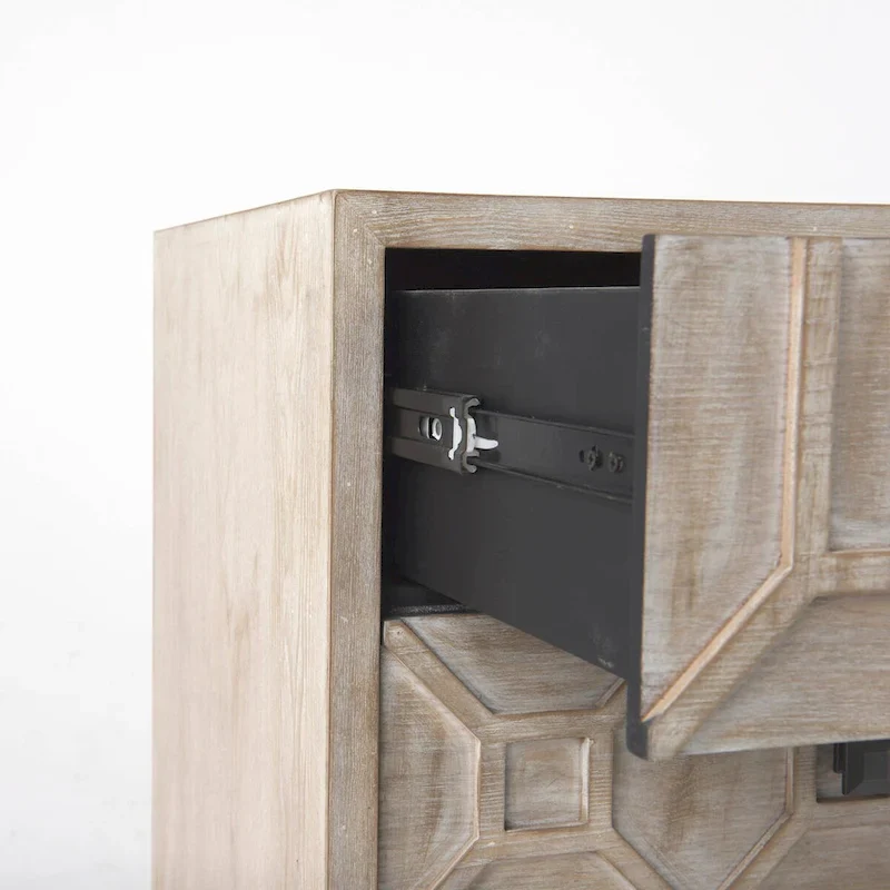 Genevieve I Gray Fir Veneer w/ Iron Frame & 3 Drawer Accent Cabinet - 39.0L x 15.7W x 30.9H