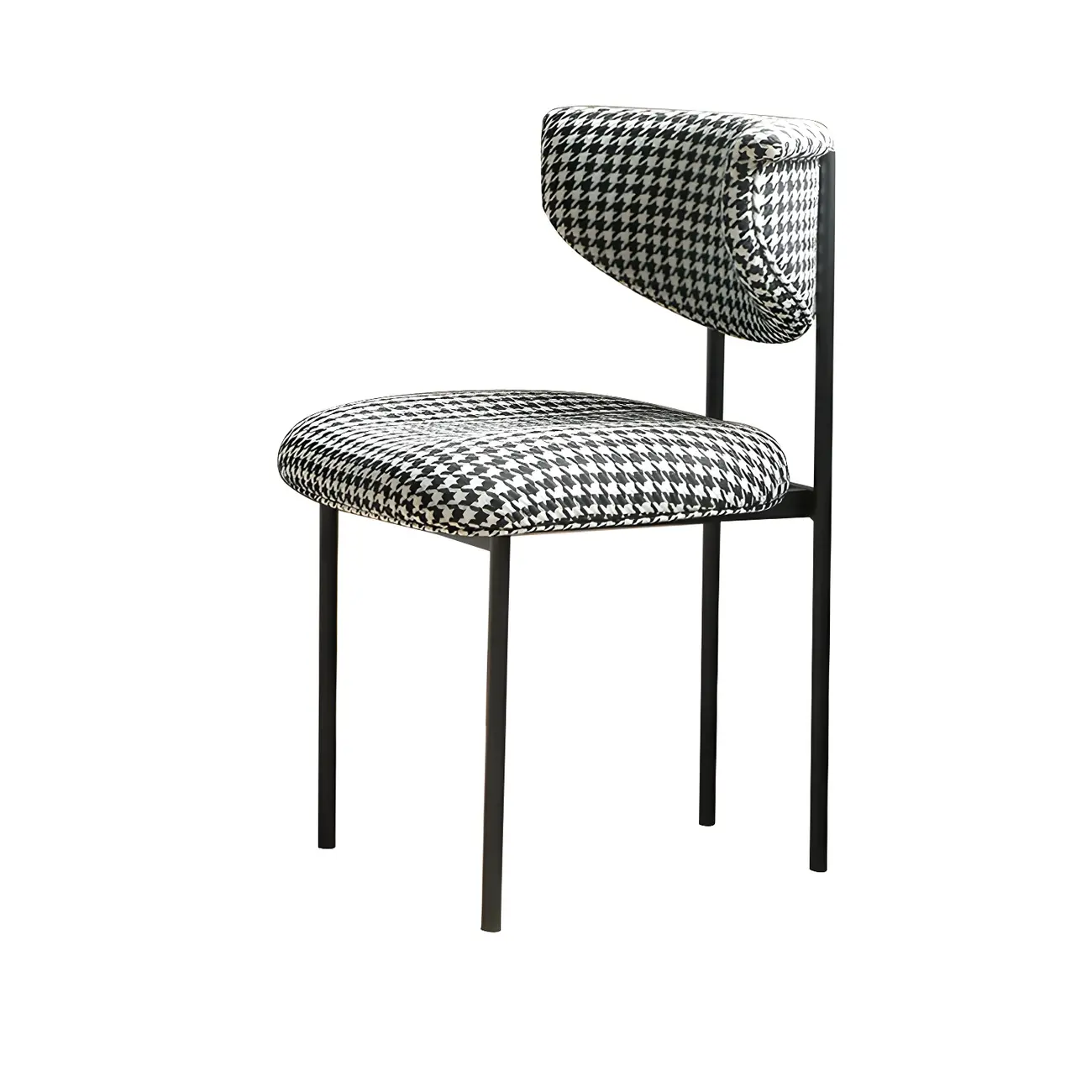 Upholstered Metal Legs Open Back Dining Chair