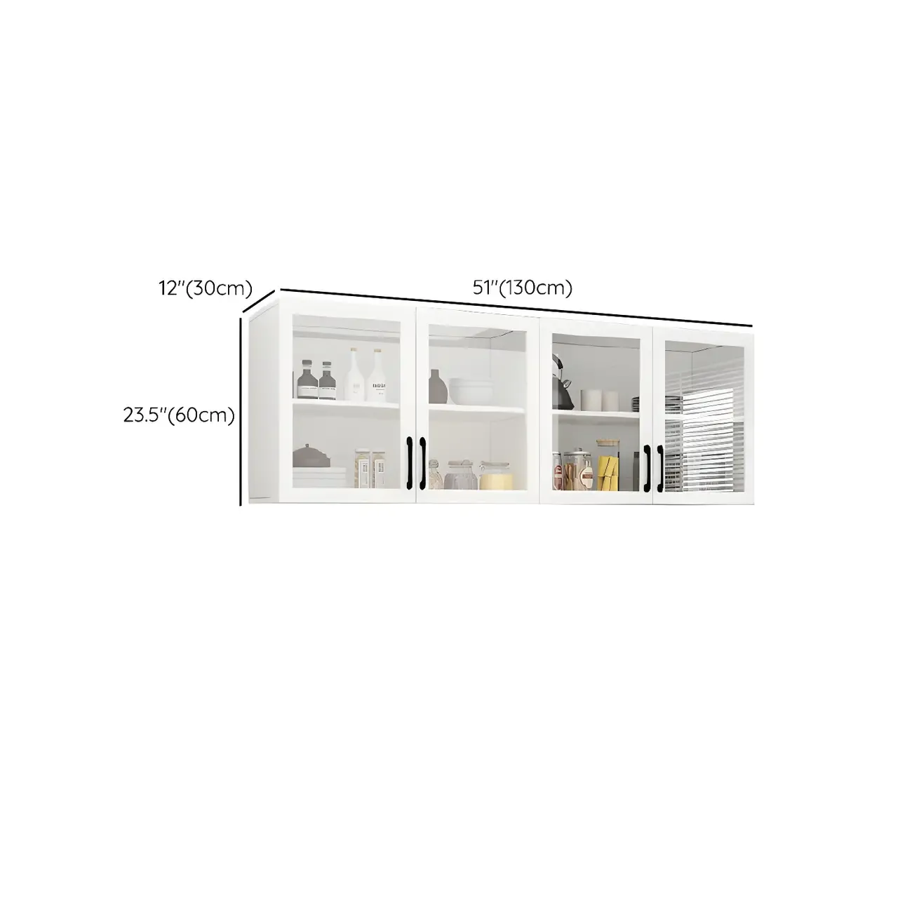 White Rectangular Wall-Mounted Wood China Cabinet