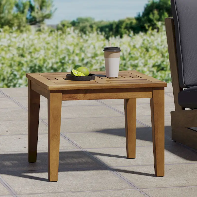 Hampton Wood Side Table in Natural Acacia Wood