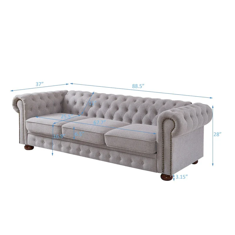 Chesterfield Linen Fabric Sofa