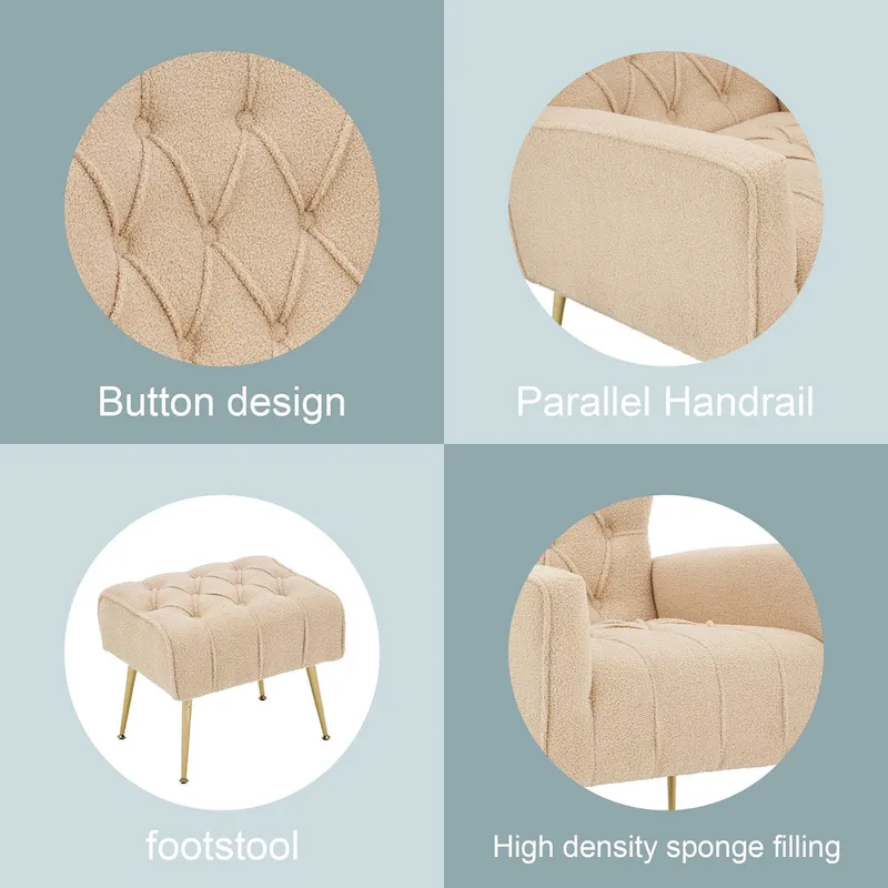 Upholstered Wingback Chair with Ottoman