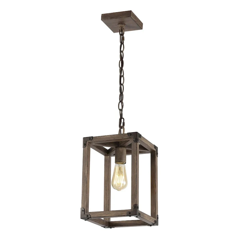 Turing 8.13  Adjustable Iron Rustic Farmhouse LED Pendant, Brown by JONATHAN Y
