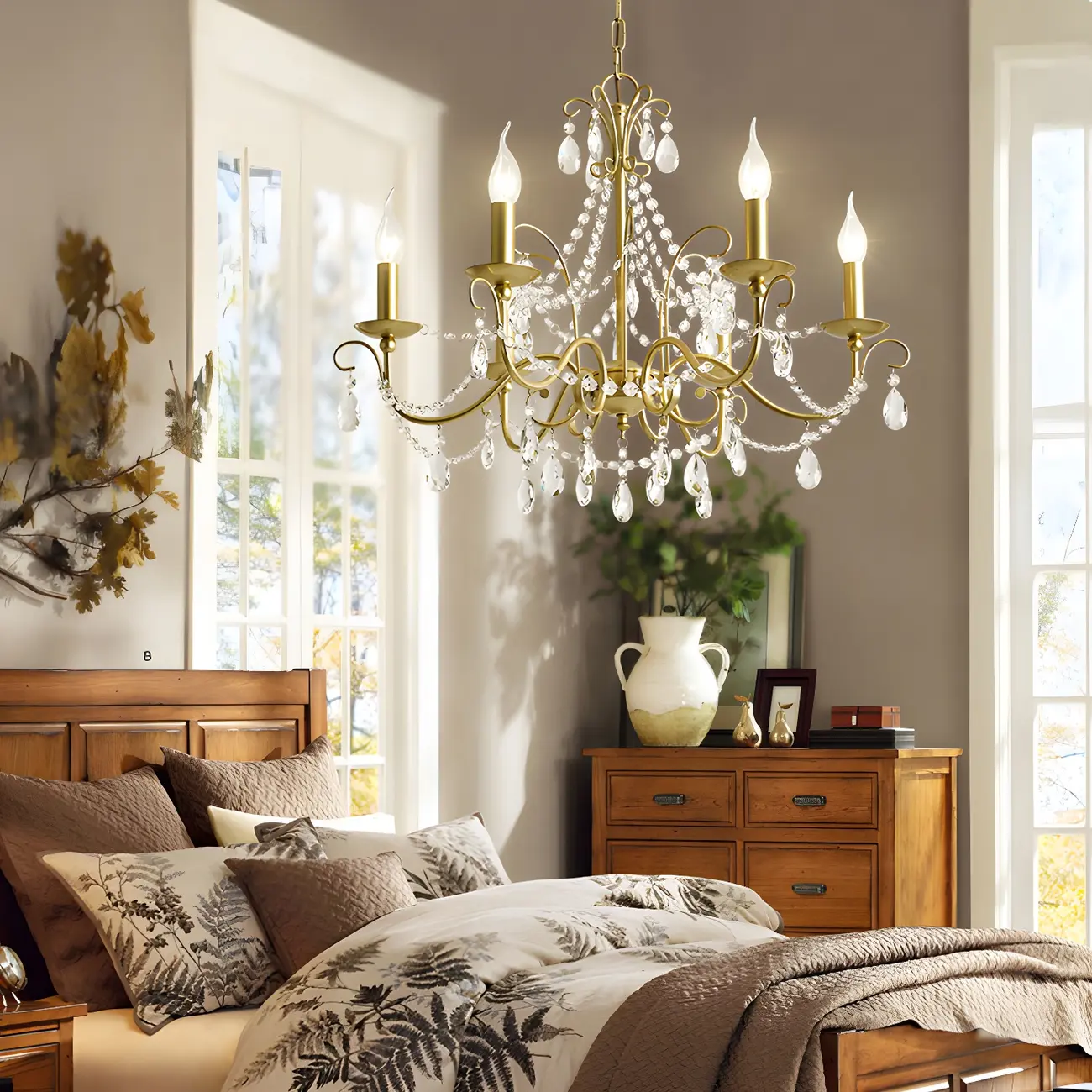 Gold Crystal Metal Elegant Classic Chandelier Light