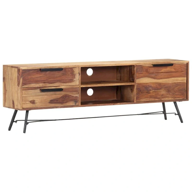 vidaXL TV Stand 55.1  x11  x18.5   Solid Wood Sheesham