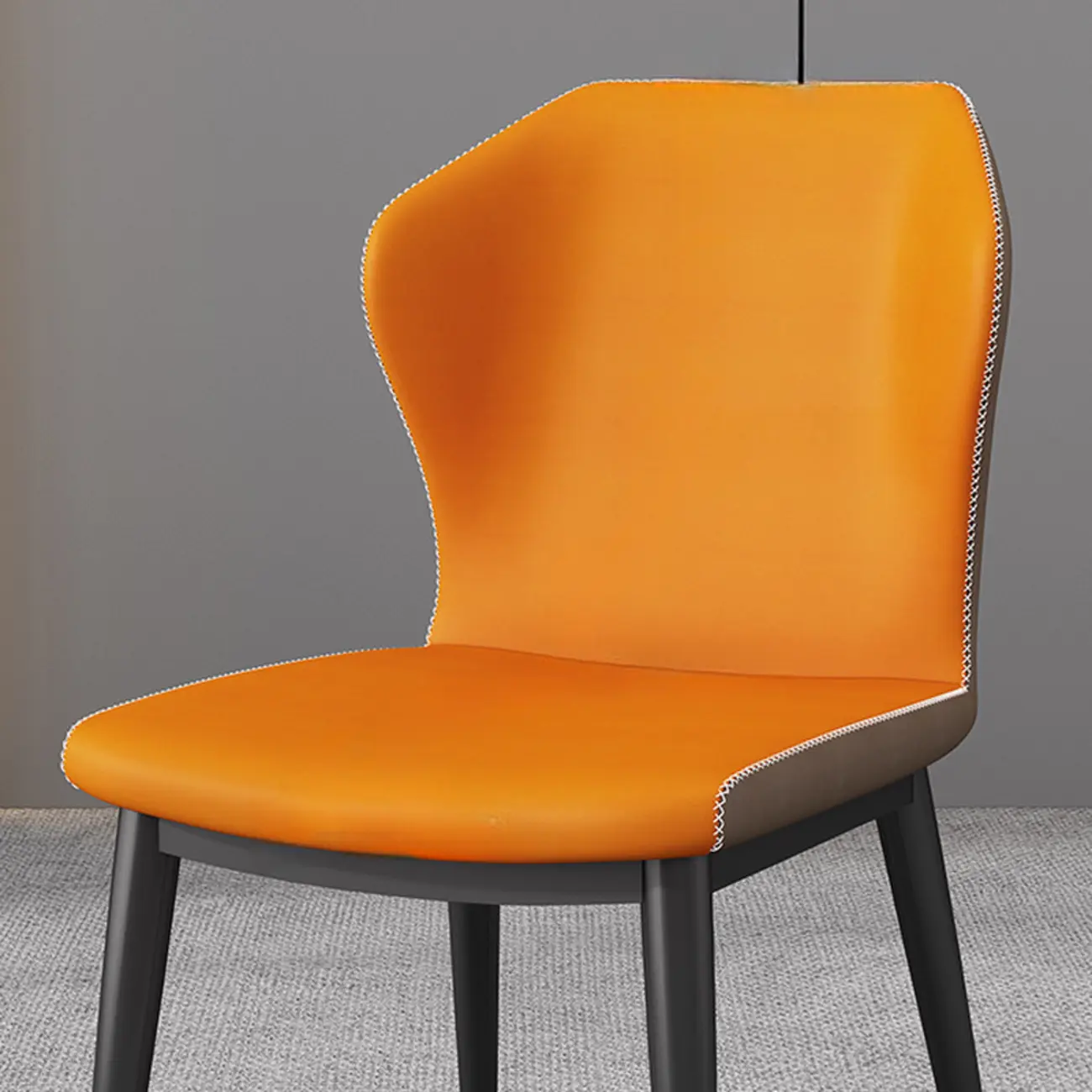 Modern Faux Leather Dining Chair with Wing Back Steel Legs