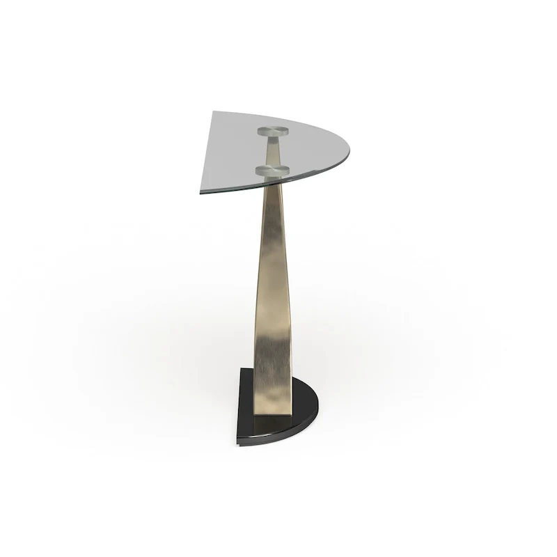 Wuct Modern Silver 46-inch Metal Half-moon Pedestal Sofa Table with Glass Top by Furniture of America