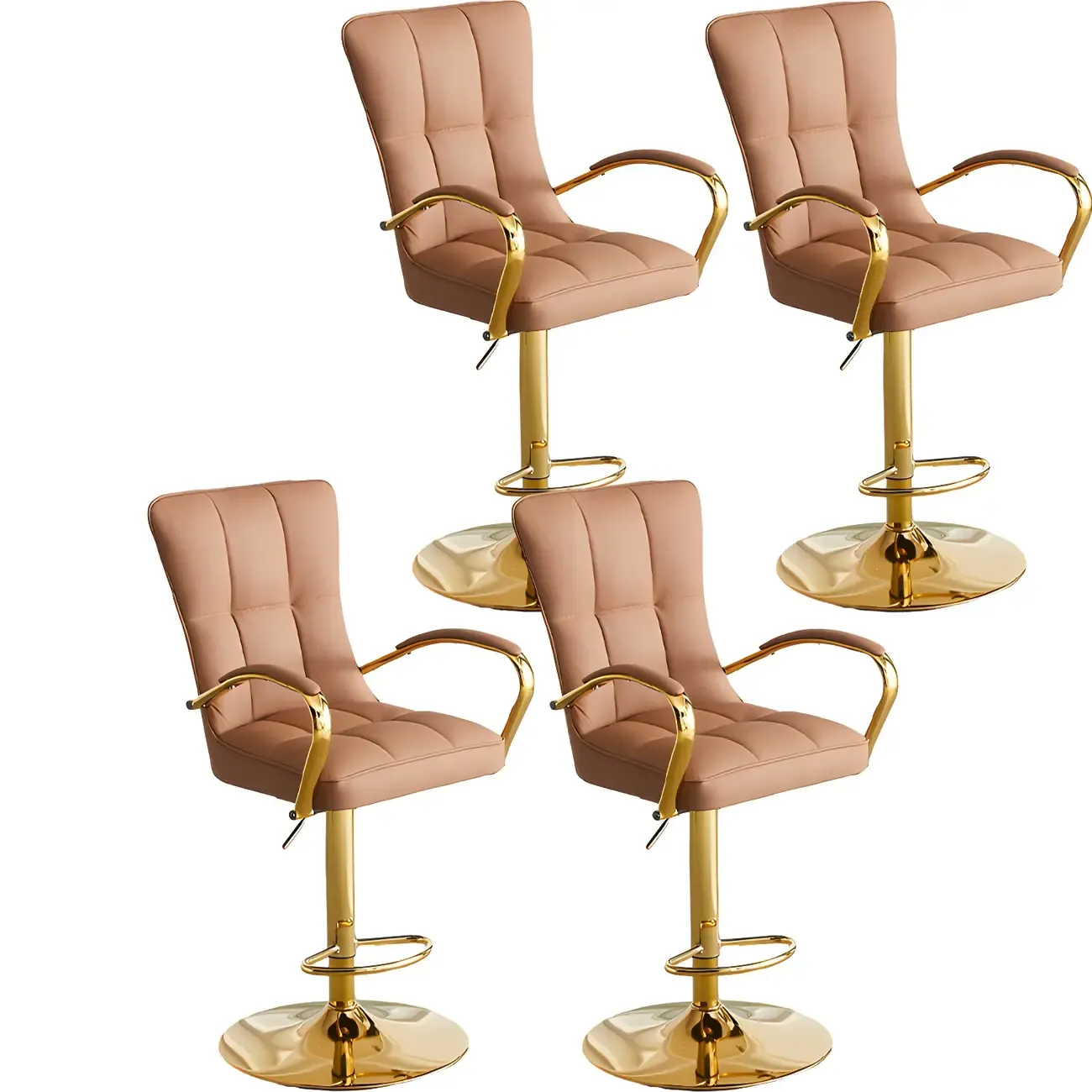 Glam Leather Adjustable Bar Stools with High Back