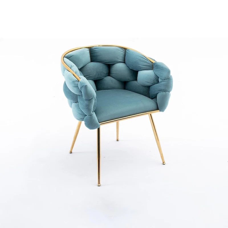 Blue Modern 28.7 Velvet Upholstered Accent Chair with Gold - Plated Metal Legs