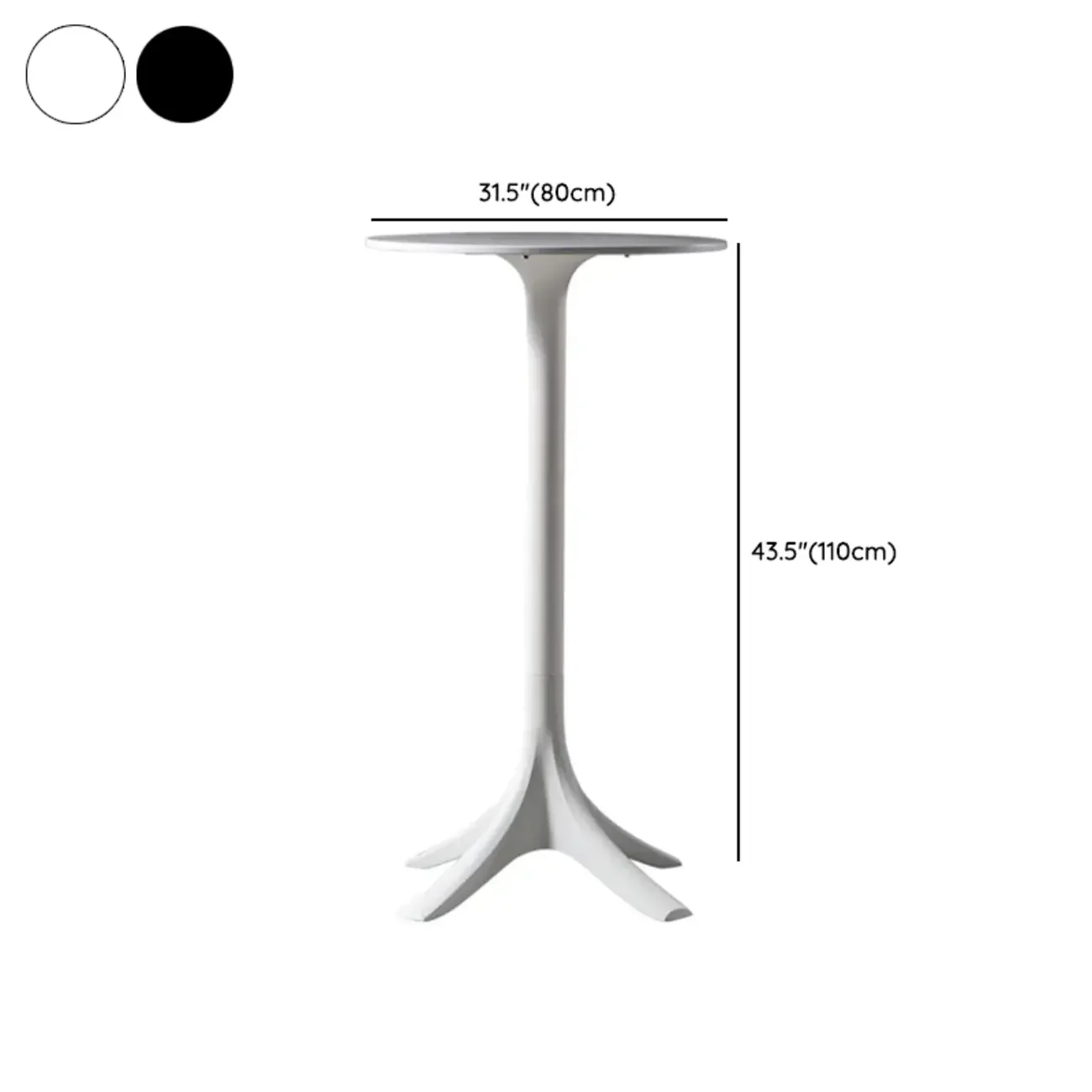 White Round Acrylic Tall Bistro Table Pedestal Base