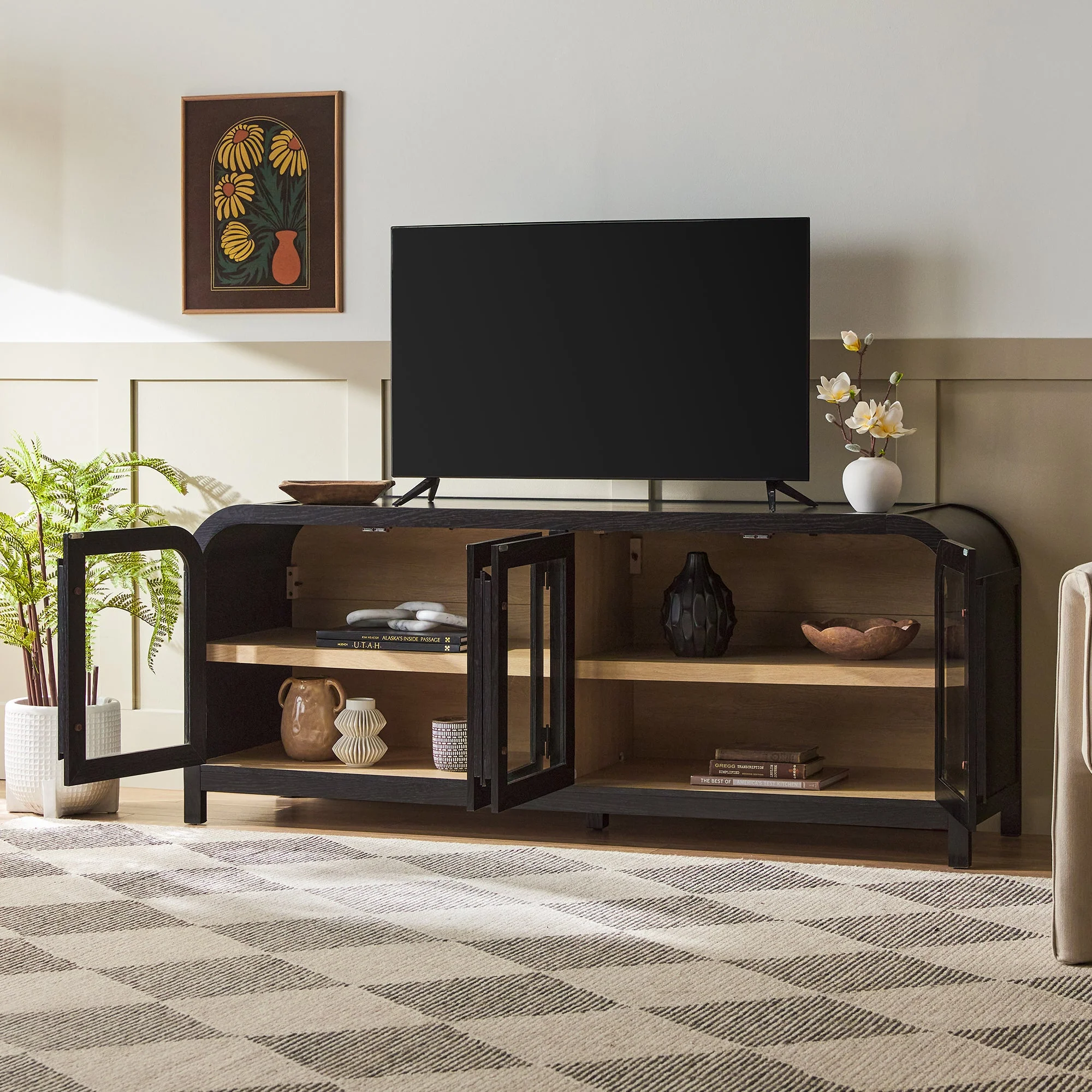 Chantelle Modern Curve Easy Assembly TV?Stand