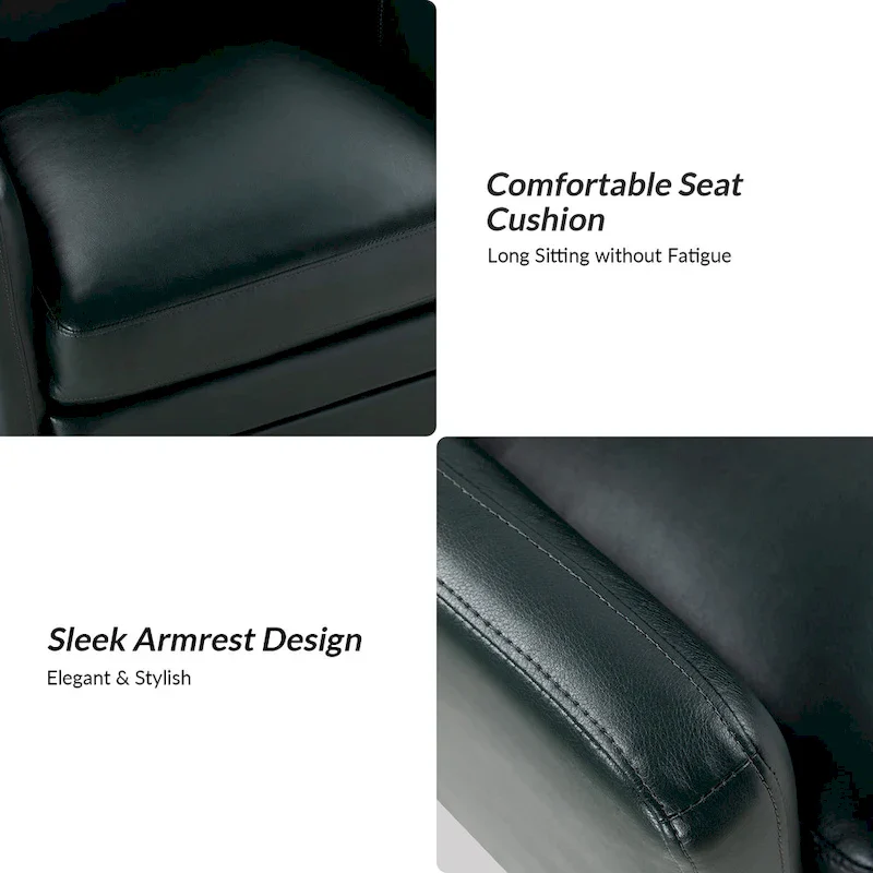 Terrance Transitional Swivel Faux Leather Barrel Accent Chair with Metal Base