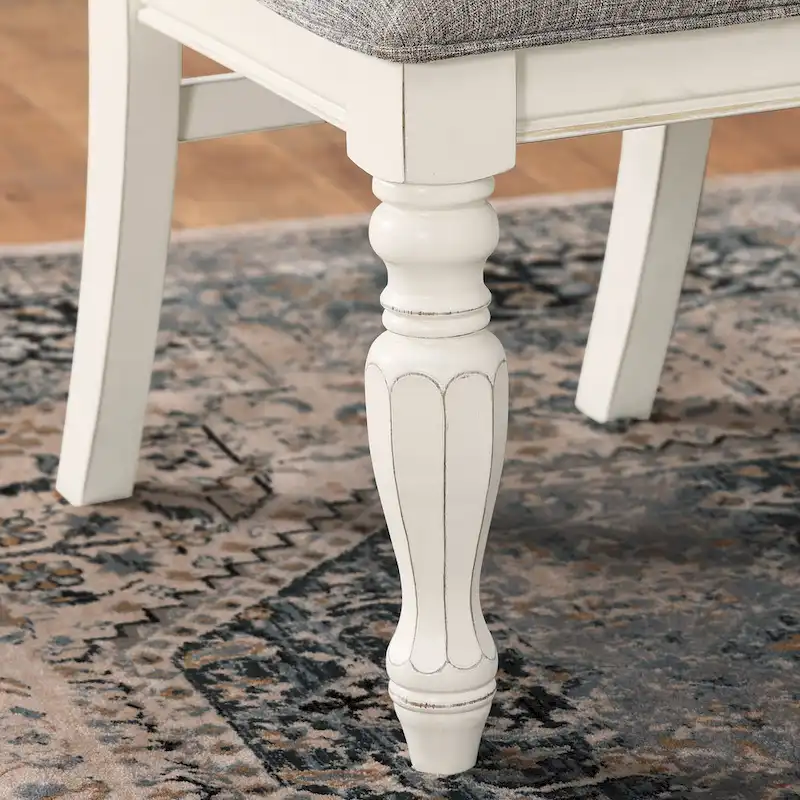 Roundhill Furniture Belleza French Country 7-Piece Dining Set in Antique White and Weathered Oak Finish