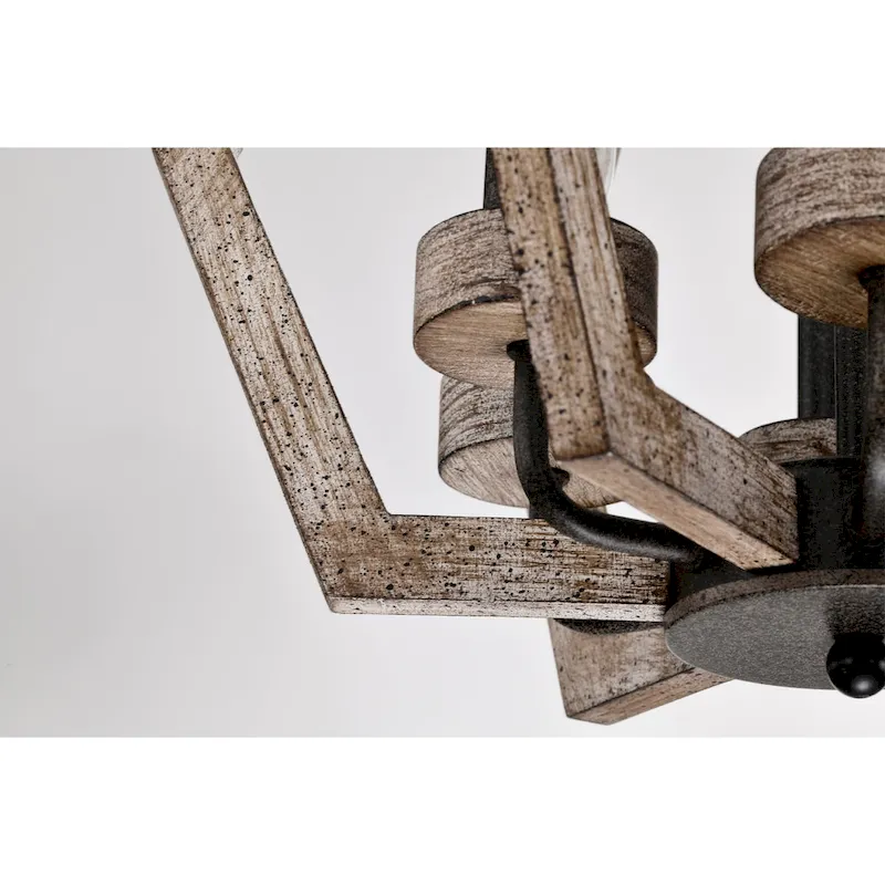 Cydney 16 Inch Geometric Shape Wood Grain Finish Pendant 6 Light