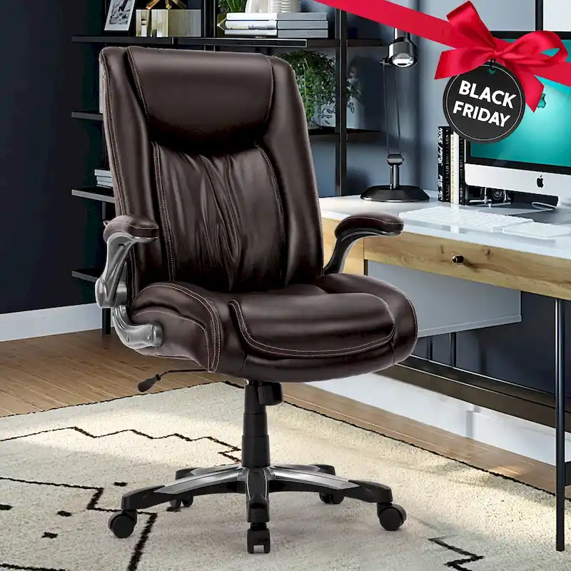 Large Heavy Duty High Back Executive Computer Office Desk Chair Flip-up Arms Wide Thick Seat for Home Office 400LBS