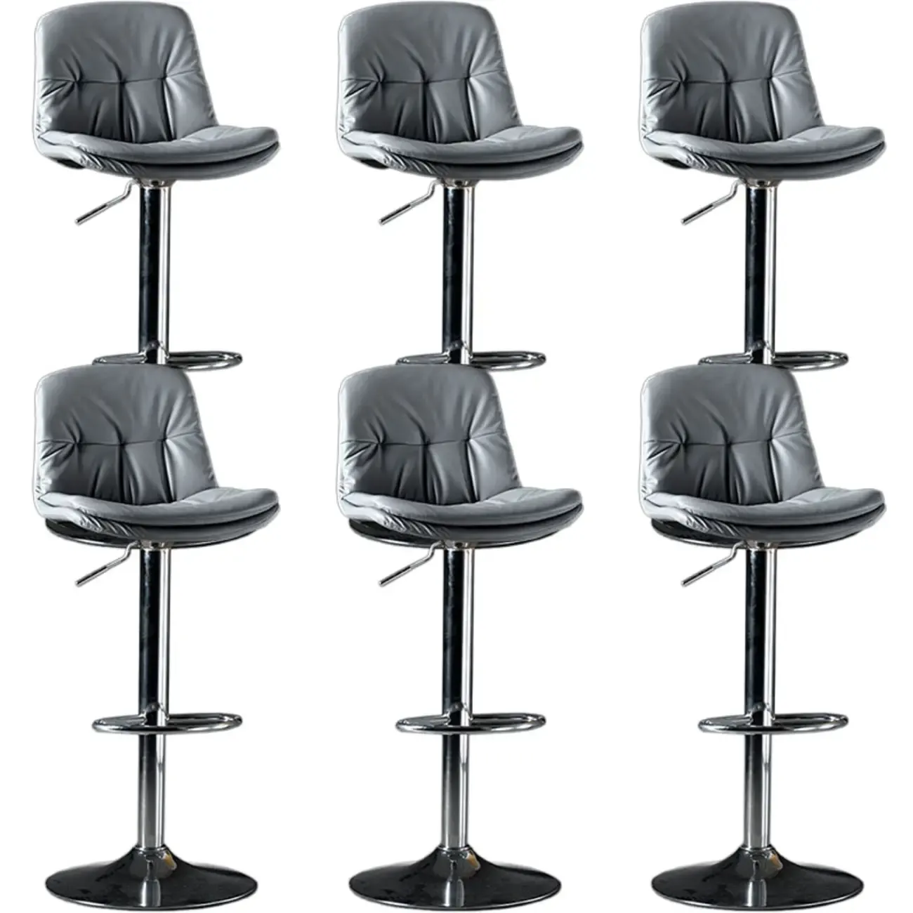 Adjustable Leather Low Back Swivel Bar Stool