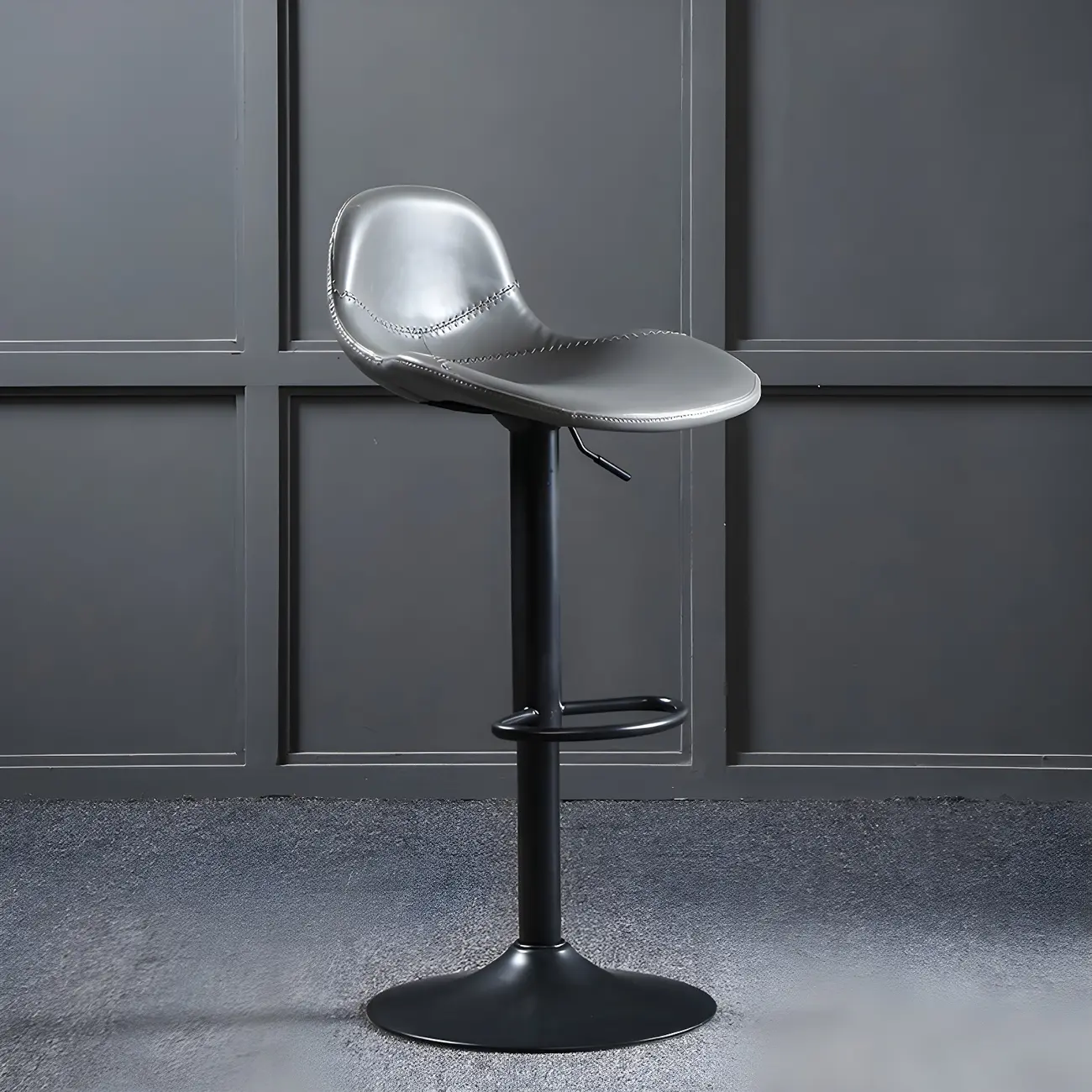 Modern Leather Adjustable Bar Stools with Footrest for Home Bar